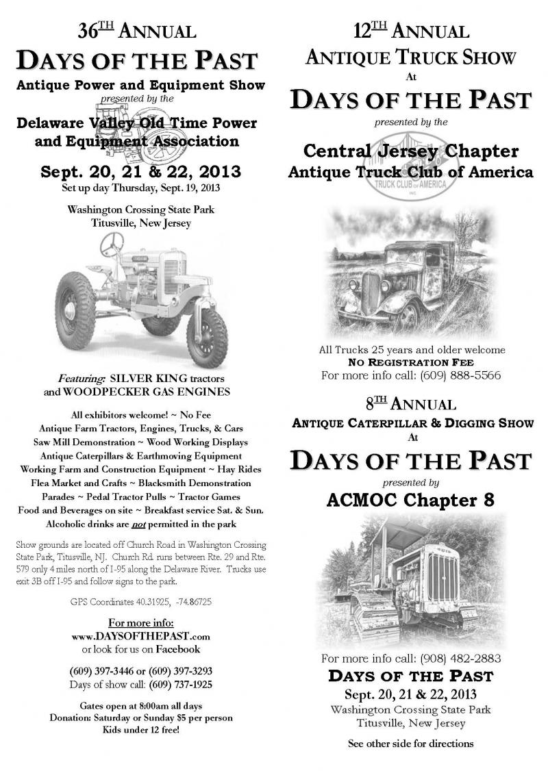 Chapter 8 - Upcoming Event - Days of the Past in Titusville, NJ - ACMOC